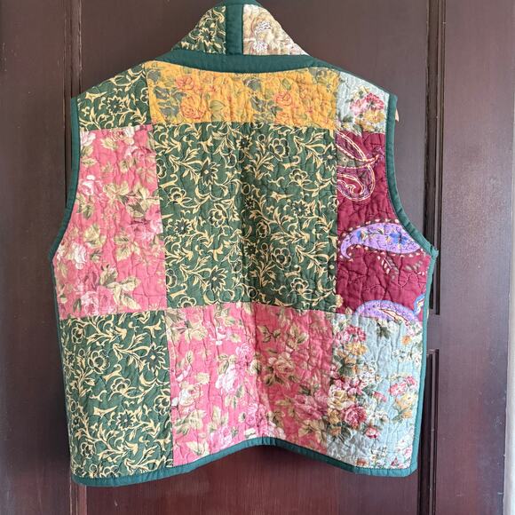JESS MEANY | Quilted Vest | Floral Patchwork High Neck Boxy Vest  Medium / Large - Picture 4 of 6